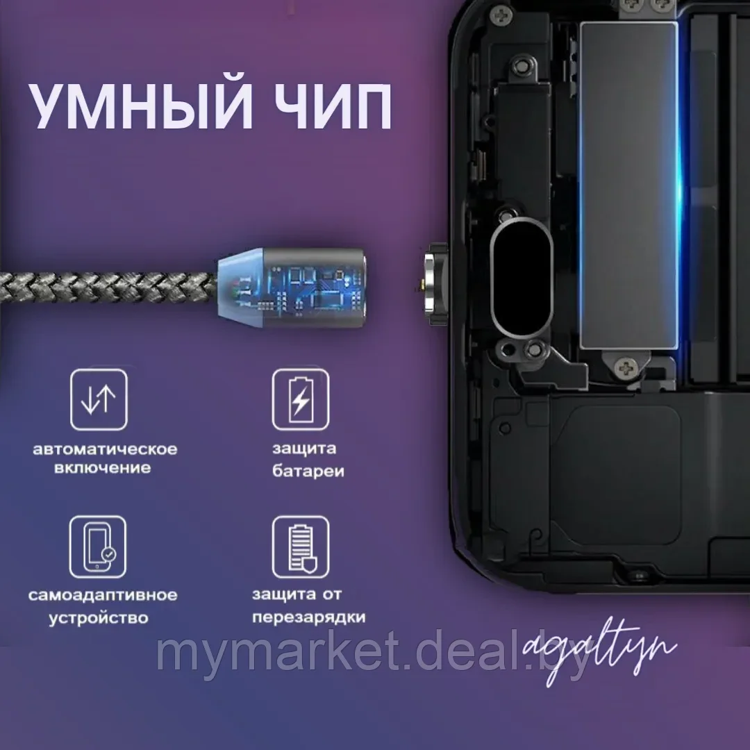 Кабель DKS 3в1 USB Type-C Lightning microUSB зарядный магнитный - фото 4 - id-p189886308