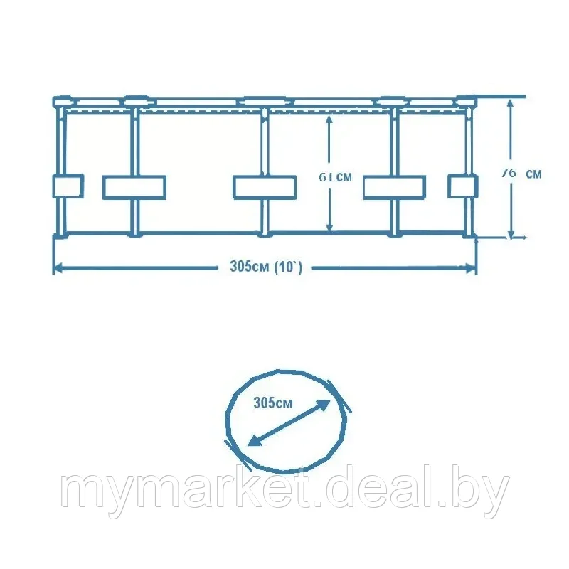 Бассейн каркасный круглый Intex Metal Frame 305x76 см 28200NP - фото 2 - id-p189886477