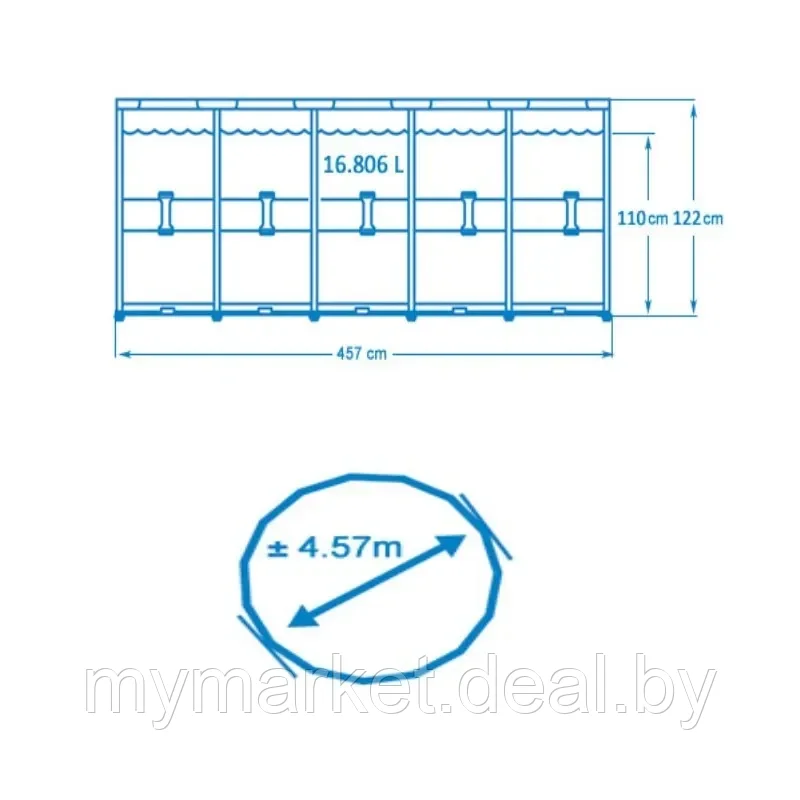 Бассейн каркасный Intex Prism Frame 457x122 см 26726NP - фото 5 - id-p189886487