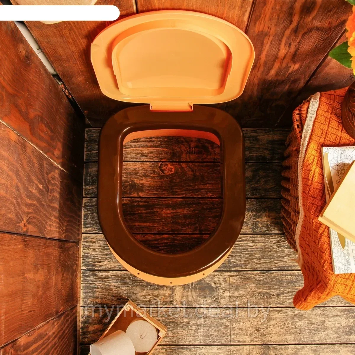 Туалет пластиковый дачный (без дна) / Туалеты для дачи пластиковый коричневый / Сиденье для уличного туалета - фото 4 - id-p189886761