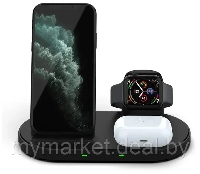 Беспроводная зарядка 3 в 1 Borofone BQ10 (iPhone+Apple Watch+AirPods) черная - фото 3 - id-p189884937