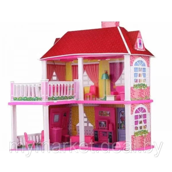 Дом для кукол 2-х этажный, Lovely Villa 6980, 2 в 1, игровой кукольный домик с аксессуарами, 2 варианта сборки