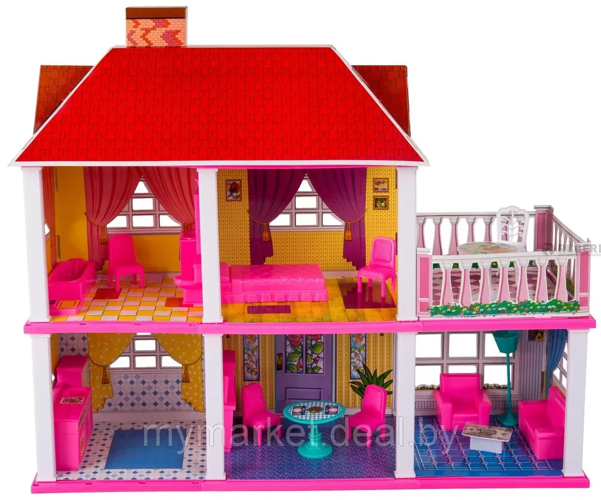 Дом для кукол 2-х этажный, Lovely Villa 6980, 2 в 1, игровой кукольный домик с аксессуарами, 2 варианта сборки - фото 9 - id-p189888004