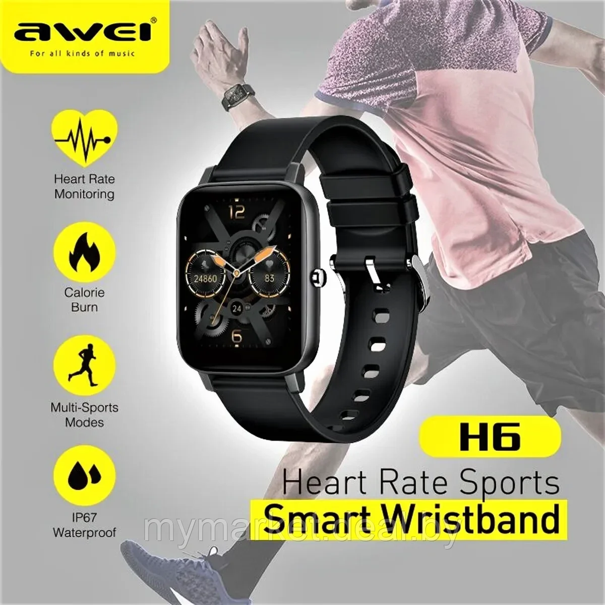 Умные смарт часы Smart Watch Awei H6 - фото 1 - id-p189886849