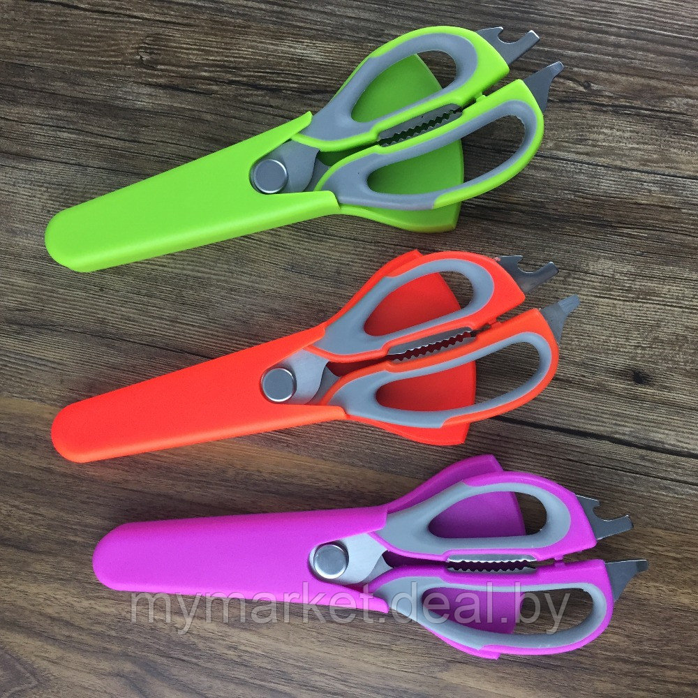 Ножницы кухонные для разделки рыбы и курицы Scissors WS-812 из нержавеющей стали с магнитным держателем 10 в 1 - фото 10 - id-p189886915