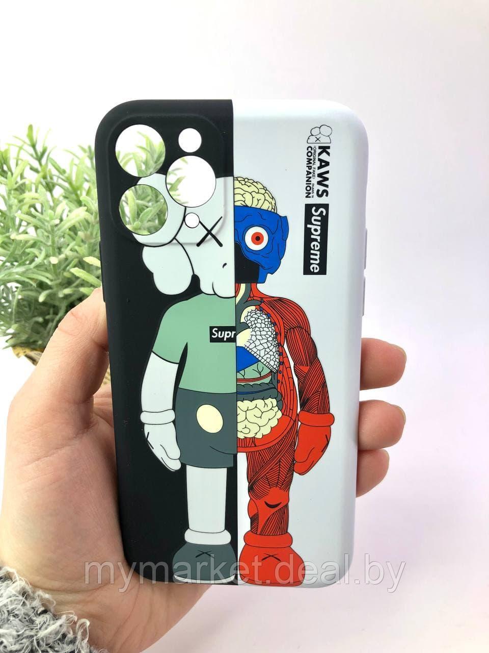 Силиконовый светящийся в темноте чехол KAWS, Iphone 11 PRO - фото 1 - id-p189886926