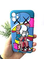 Силиконовый светящийся в темноте чехол KAWS, Iphone 11