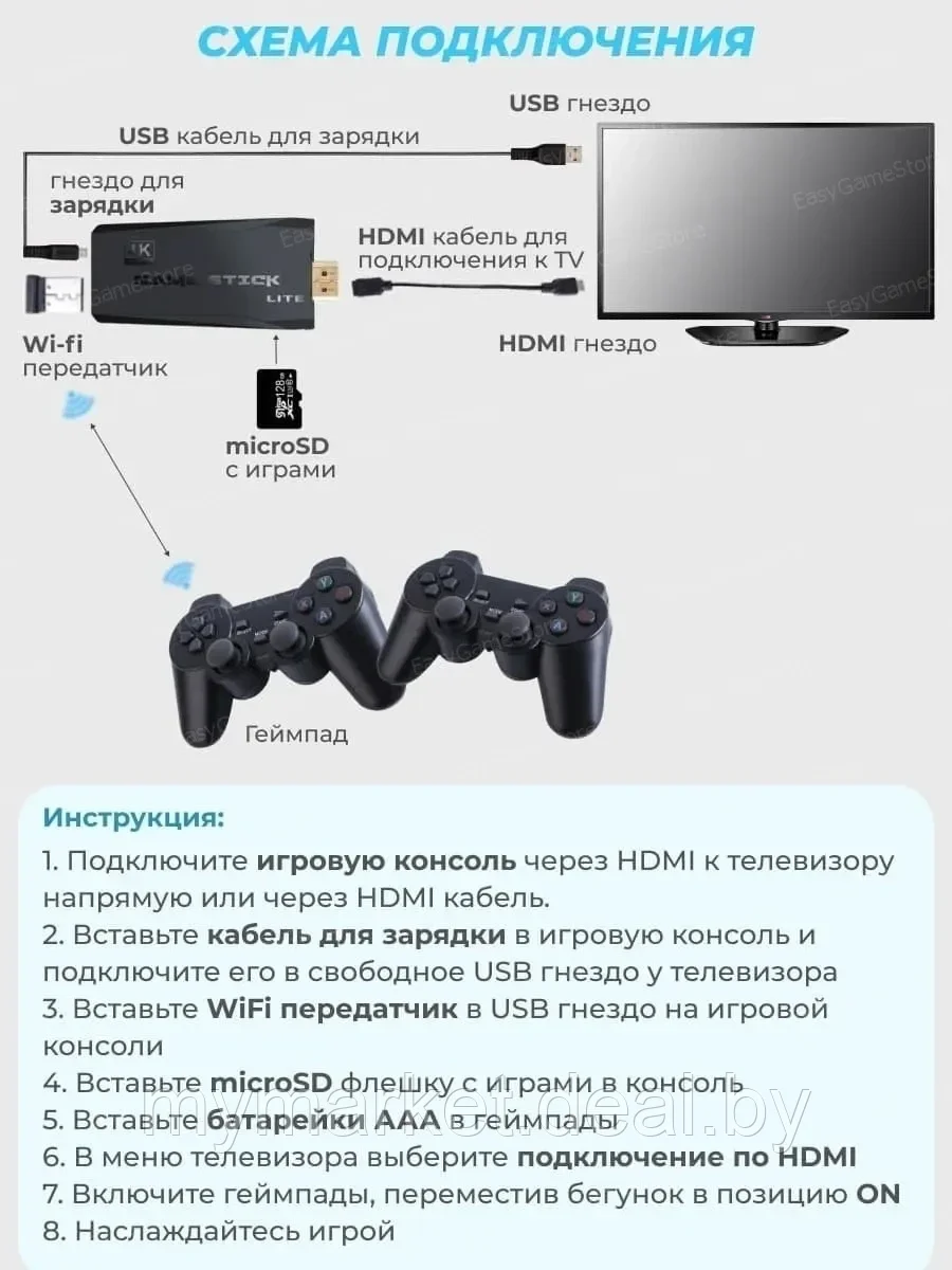 Игровая приставка 4К ULTRA HD Game Stick Lite - фото 4 - id-p189885187