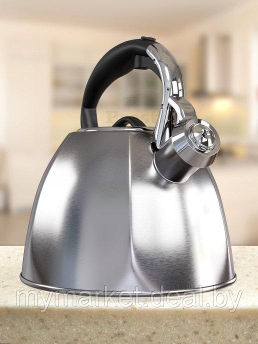 Чайник со свистком из нержавеющей стали (металлический) со свистком BELLA CUCINA BC-1022 большой 3л - фото 1 - id-p189885215