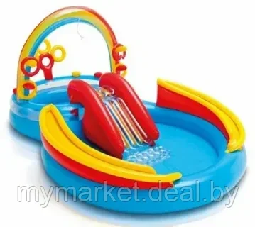 Детский надувной центр-бассейн Intex Радужные кольца (297х193х135 см) - фото 3 - id-p189887057
