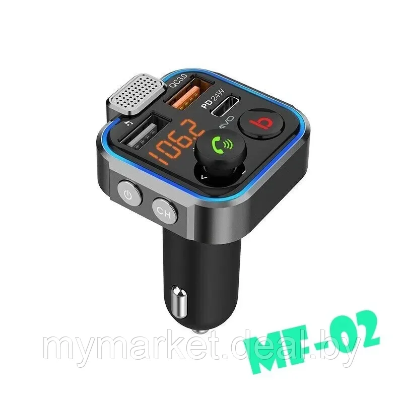Автомобильный FM-модулятор с Bluethooth и голосовым помощником Mivo MF-02 - фото 1 - id-p189885668