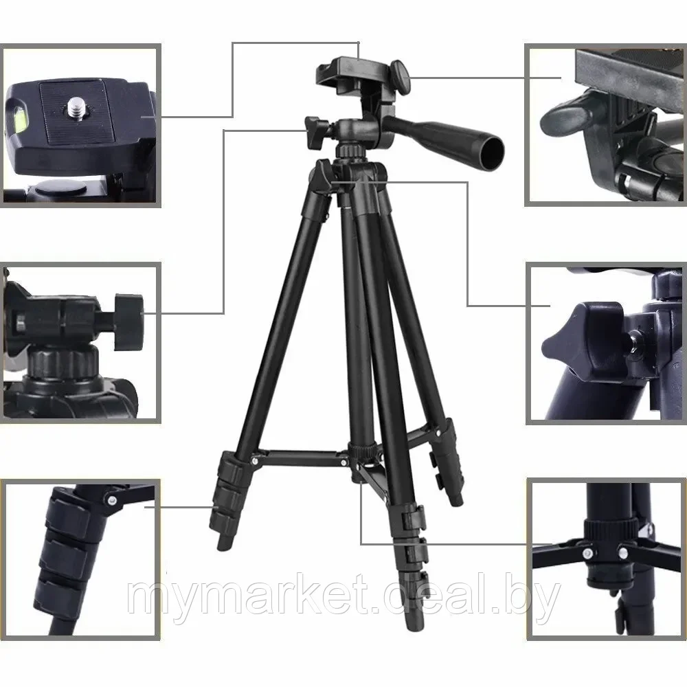 Tripod 3120А профессиональный штатив для камеры /Стойка для вспышки фотоаппарата /Трипод для кольцевой лампы - фото 3 - id-p189885673