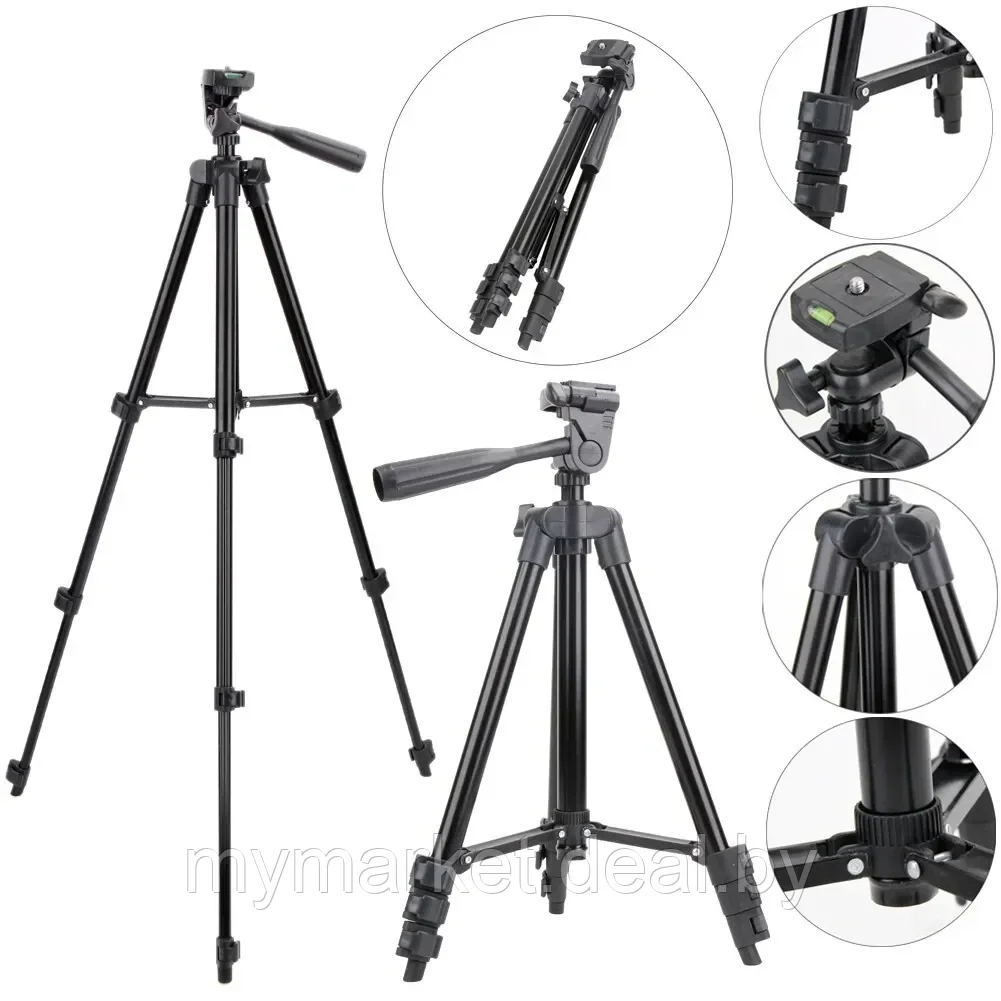 Tripod 3120А профессиональный штатив для камеры /Стойка для вспышки фотоаппарата /Трипод для кольцевой лампы - фото 4 - id-p189885673