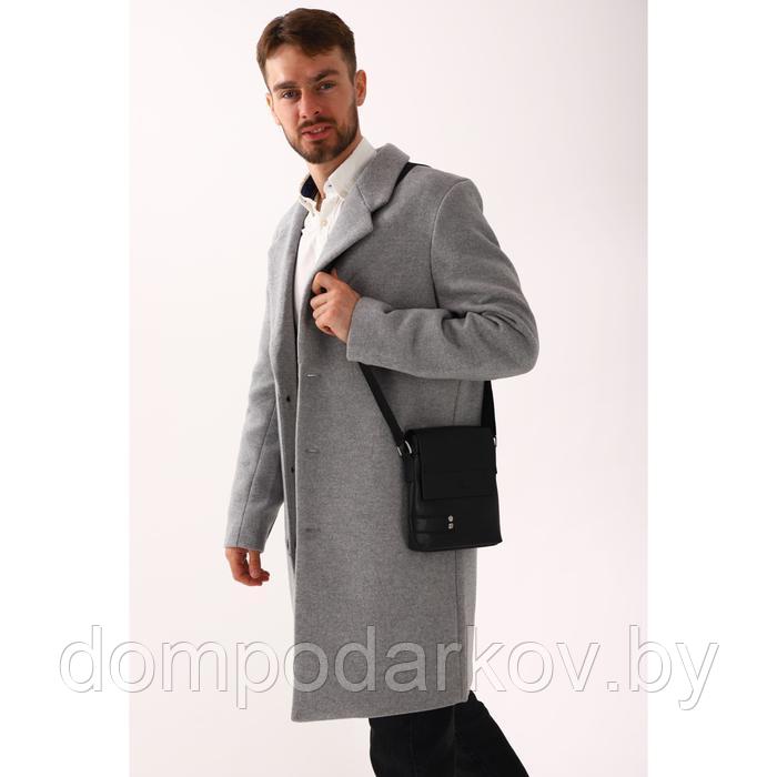 Планшет мужской на молнии, наружный карман, длинный ремень, цвет чёрный - фото 5 - id-p189897902