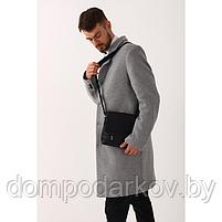 Планшет мужской на молнии, наружный карман, длинный ремень, цвет чёрный, фото 7