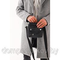 Планшет мужской на молнии, наружный карман, длинный ремень, цвет чёрный, фото 8