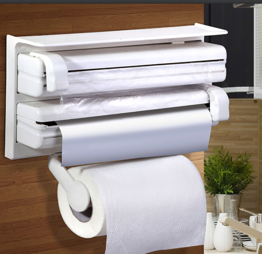 Кухонный диспенсер (органайзер) для бумажных полотенец, пищевой пленки и фольги Triple Paper Dispense, фото 1