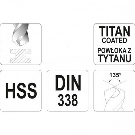 Сверло по металлу HSS-TiN 12,0мм "Yato" YT-44666, фото 2