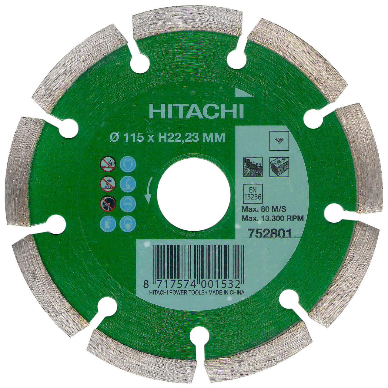 Диск алмазный отрезной Hitachi HTC-752801 (115х1,8х22,2 мм)