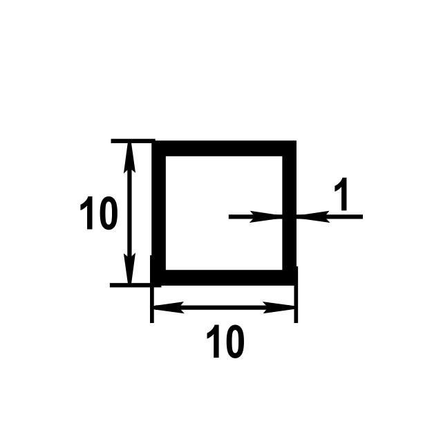 Труба квадратная 10х10*1мм ТКв 01.1000.501 анод серебро 1м - фото 2 - id-p189930238