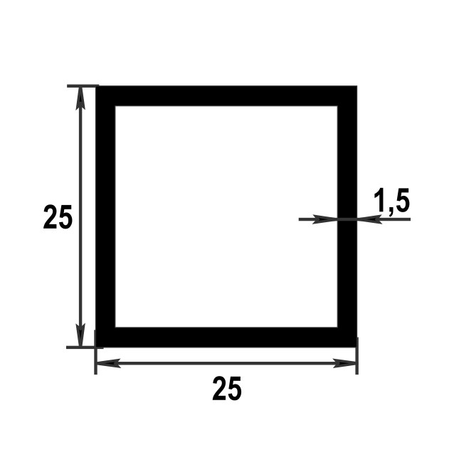 Труба квадратная 25*25*1,5мм ТКв 04.1000.501 анод серебро 1м - фото 2 - id-p189930250