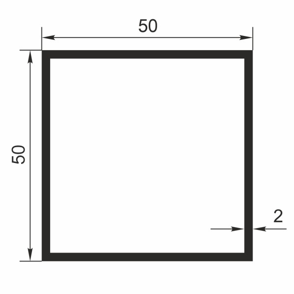 Труба квадратная 50*50*2мм анод серебро 1м - фото 2 - id-p189930266