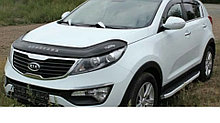 Дефлектор капота - мухобойка, KIA Sportage 2010-2015, длинный, VIP TUNING