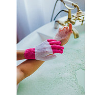 Мочалка-перчатка массажная Доляна, 14×18 см, полосатая, цвет МИКС