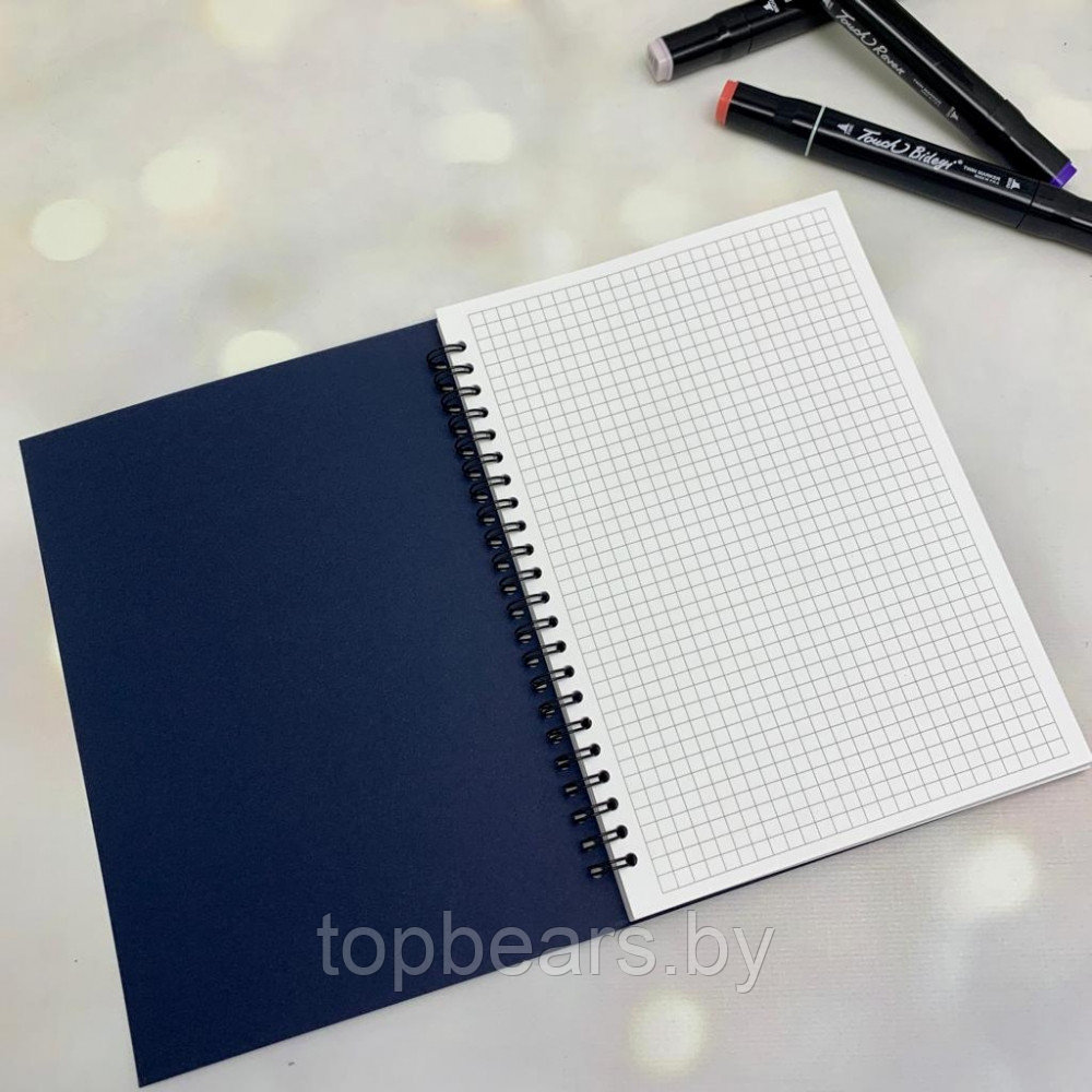 Скетчбук блокнот Sketchbook с плотными листами для рисования (А5, бумага в клетку, спираль, 40 листов) Синяя - фото 9 - id-p189967455