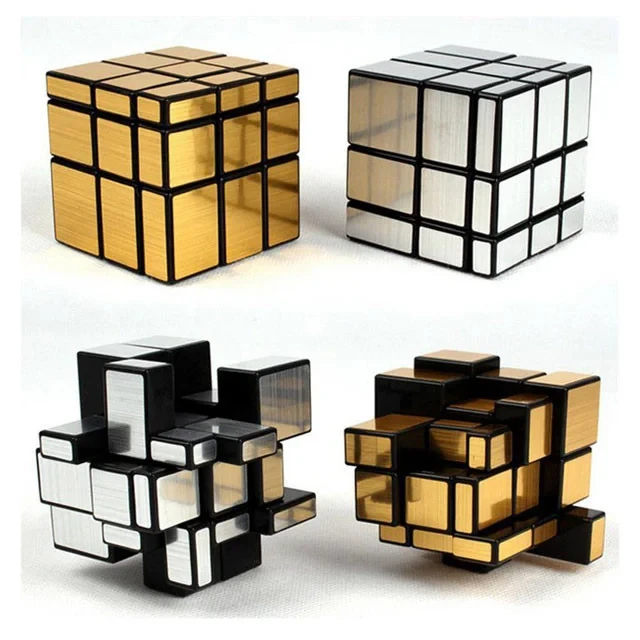Головоломка "Зеркальный Кубик Рубика" 3х3 (золото, серебро)