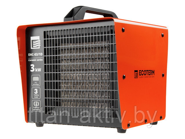 Нагреватель воздуха электр. Ecoterm EHC-03/1D (кубик, 3 кВт, 220 В, термостат, керамический элемент - фото 1 - id-p189972481