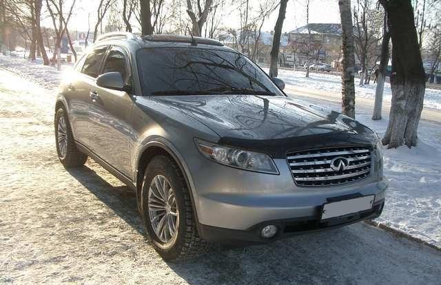 Дефлектор капота - мухобойка, INFINITI FX 35 FX 45, 2003-…, S-крепление, VIP TUNING