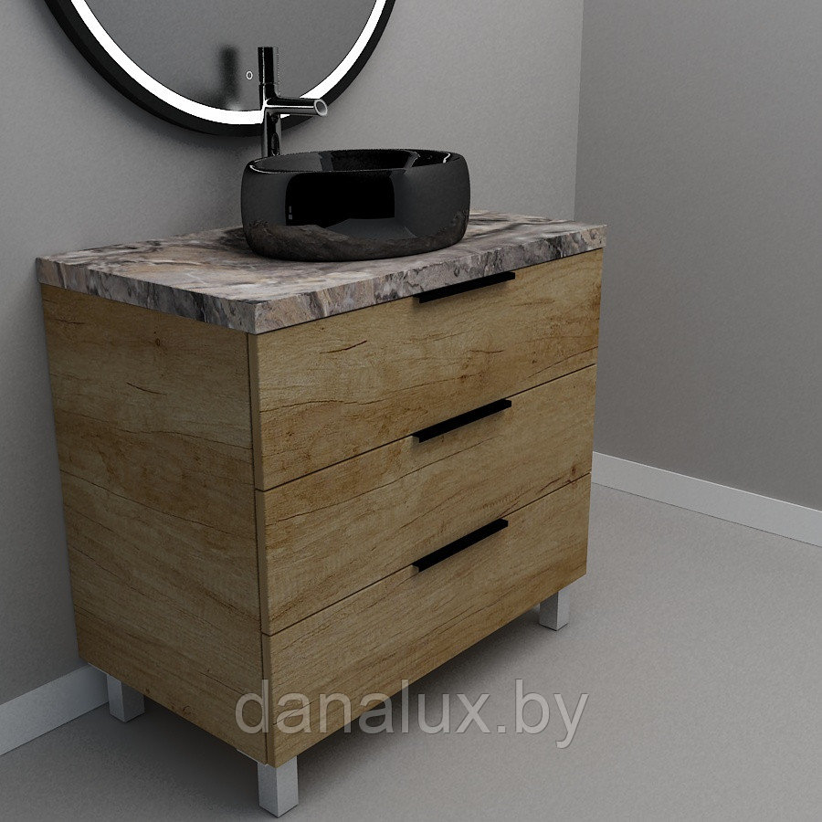 Тумба со столешницей Дана Каскад Топ 70 напольная на 3 ящика (дуб)