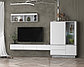 Стенка для гостиной Quartz 12 с подсветкой Белый платинум-Бетон, фото 2