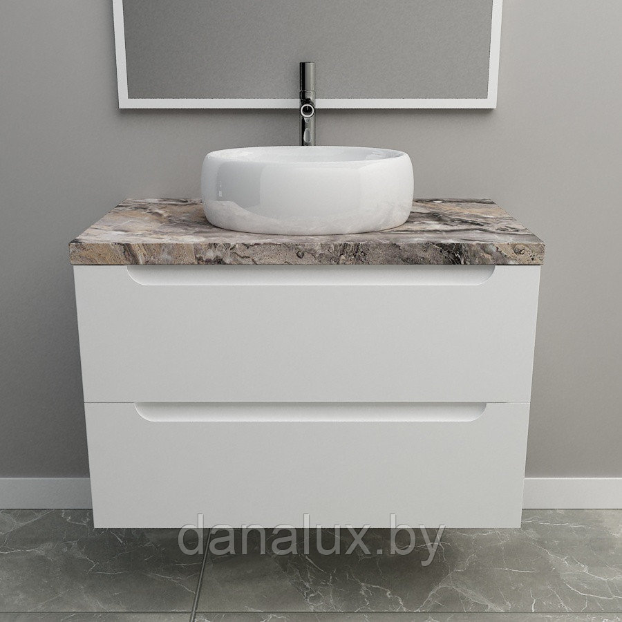 Тумба со столешницей Дана Виктория Топ 100 подвесная на 2 ящика (цвет белый), фото 1