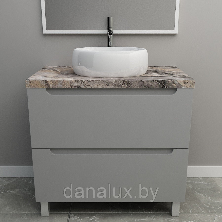 Тумба со столешницей Дана Виктория Топ 40 напольная на 2 ящика (цвет оникс серый), фото 1