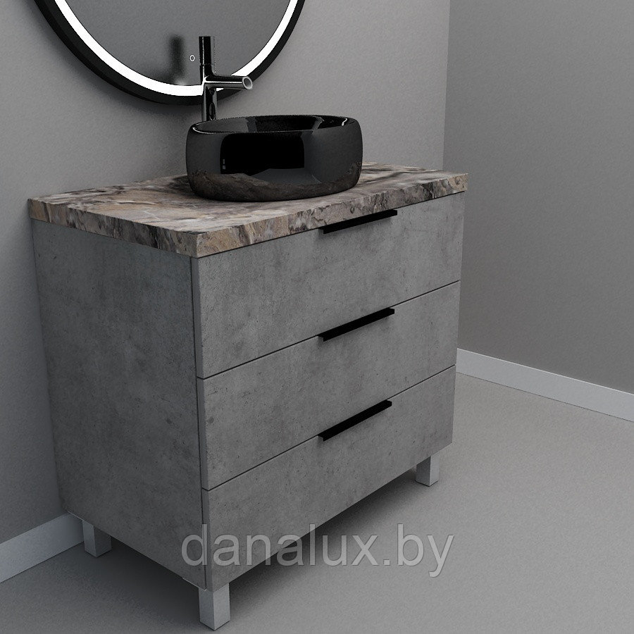 Тумба со столешницей Дана Каскад Топ 70 напольная на 3 ящика (цвет бетон чикаго), фото 1