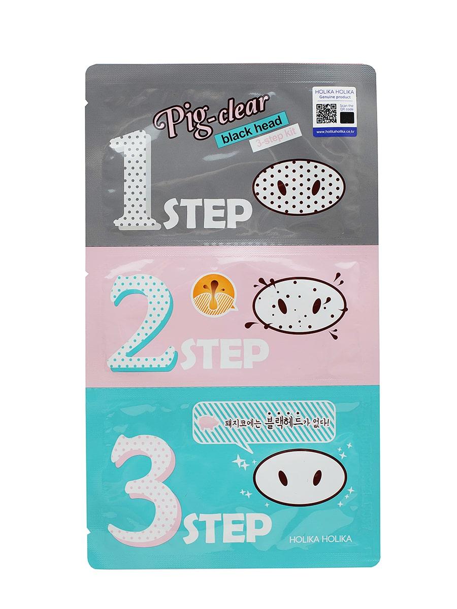 Трёхступенчатый набор средств для очистки пор Pig-nose Clear Black Head 3-step Kit Holika Holika Pig Nose