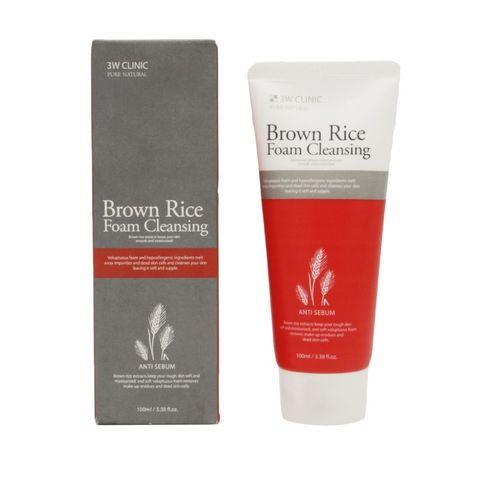 Пенка для умывания с коричневым рисом 3W CLINIC Brown Rice Foam Cleansing (100 мл)