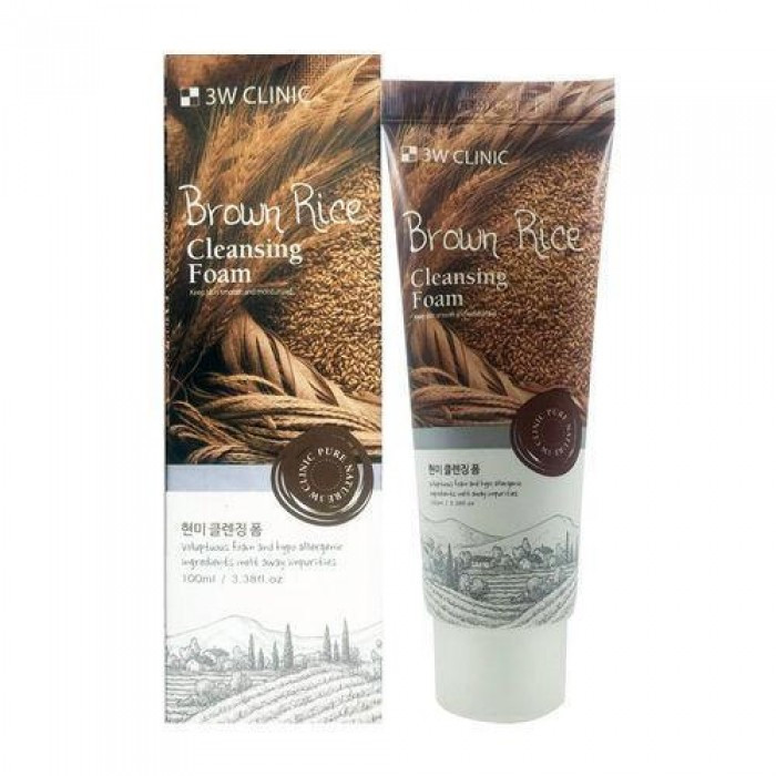 Пенка для умывания с коричневым рисом натуральная 3W CLINIC Brown Rice Foam Cleansing (100 мл)