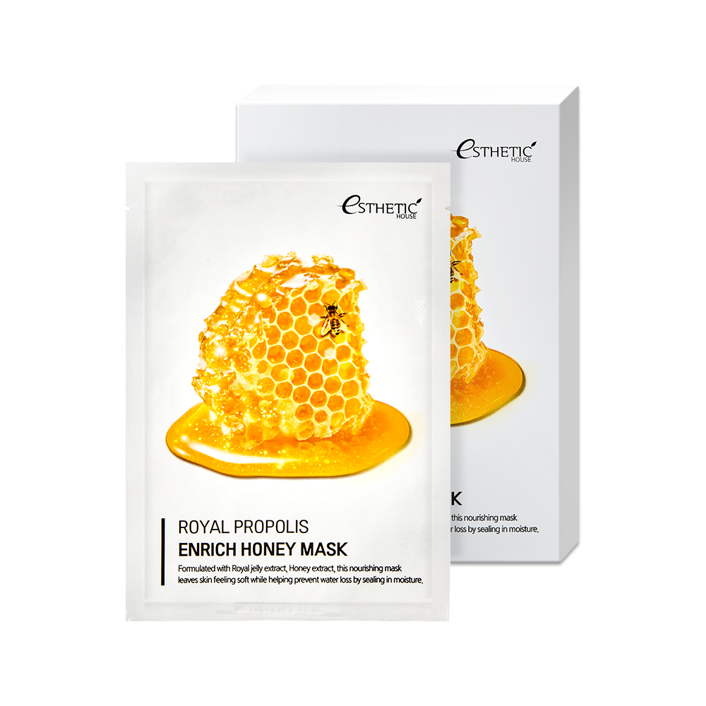 Набор тканевых масок для лица с медом и прополисом Royal Propolis Enrich Honey Mask (25 мл* 5шт)