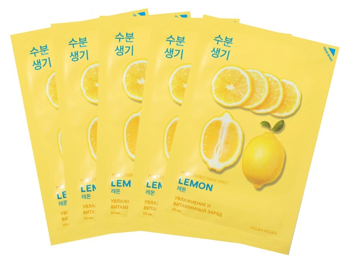 Набор тканевых масок Holika Holika Pure Essence Mask Sheet Lemon 5 pcs Special Set (20 мл*5 шт)