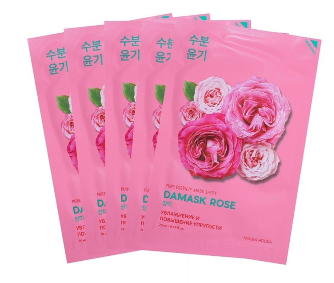 Набор тканевых масок Holika Holika Pure Essence Mask Sheet Damask Rose 5 pcs Special Set (20 мл*5 шт)