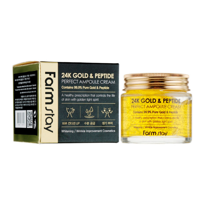 Крем для лица антивозрастной с коллоидным золотом FarmStay 24K Gold & Peptide Perfect Ampoule Cream (80 мл)
