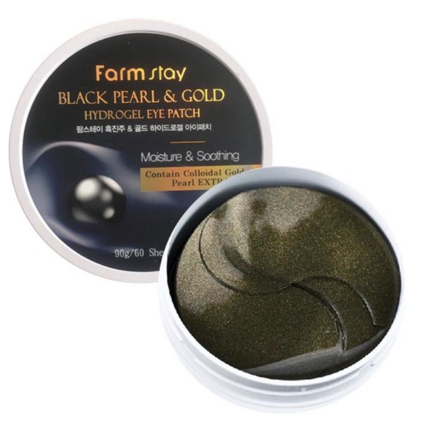 Патчи гидрогелевые черный жемчуг/золото FarmStay Black Pearl & Gold Hydrogel Eye Patch (60 шт)