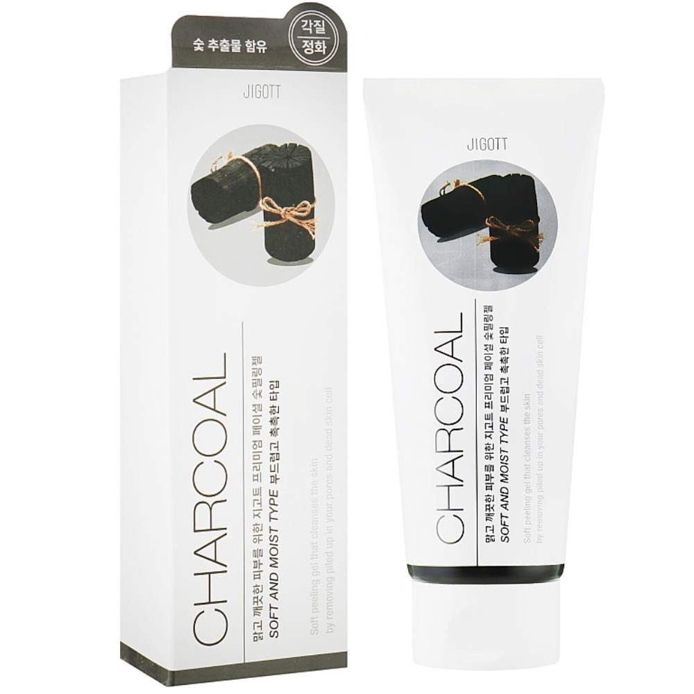 Гель-пилинг для лица с экстрактом древесного угля JIGOTT Premium Charcoal Peeling Gel (180 мл)