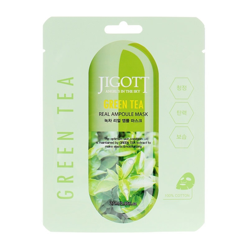 Тканевая маска с экстрактом зеленого чая JIGOTT Green Tea Real Ampoule Mask (27 мл)