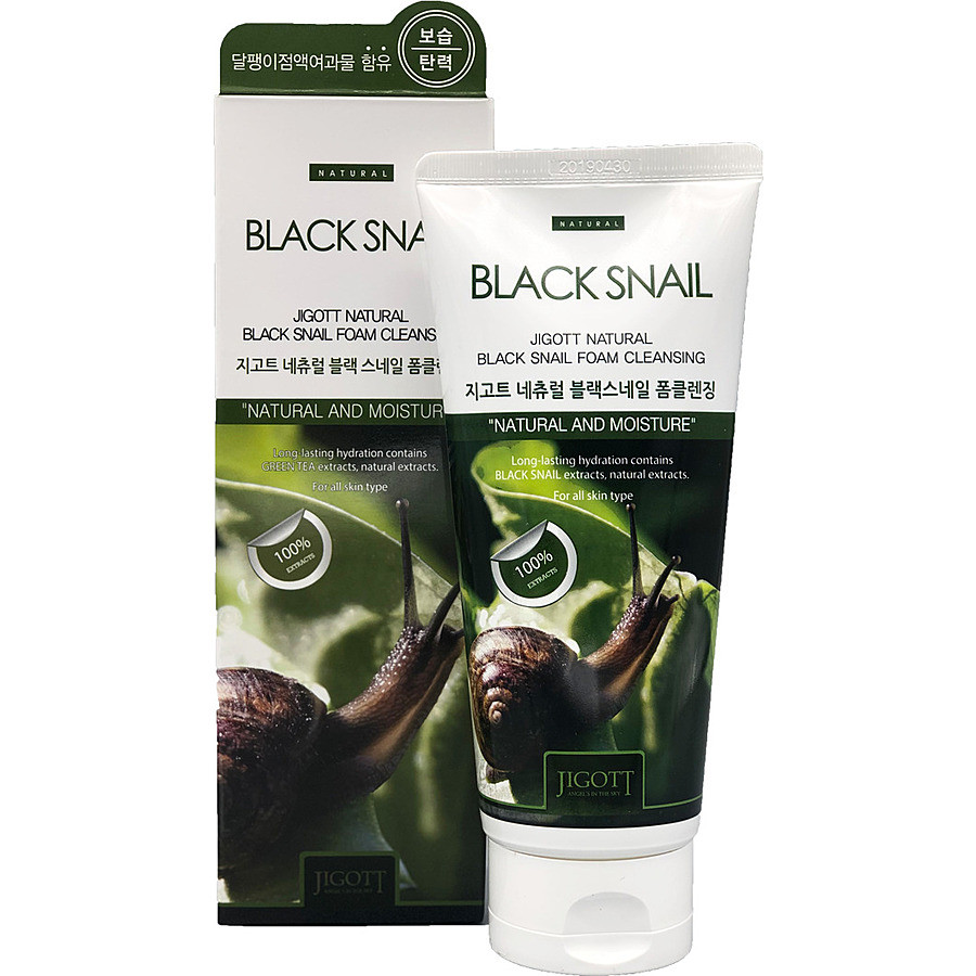 Пенка для умывания с муцином улитки JIGOTT Natural Black Snail Foam Cleansing (180 мл)
