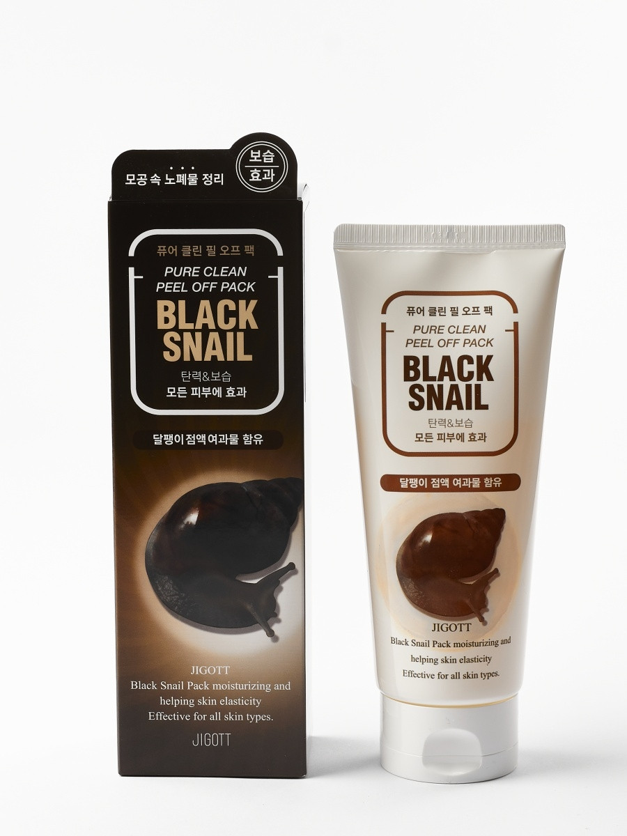 Пилинг-маска для лица с муцином улитки JIGOTT BLACK SNAIL Pure Clean Peel Off Pack (180 мл)