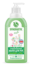 Мыло жидкое SYNERGETIC биоразлагаемое для кухни для мытья рук АНТИЗАПАХ Лемонграсс и мята, чистота и